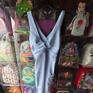 Fabletics Oasis Rib Twist Front 7/8 Jumpsuit Blue Size XL Women